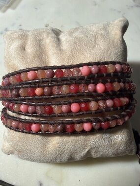 Chan Luu Multi-Strand Pink and Red Bead Wrap Bracelet